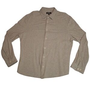 Express Mens Button Up Knit Shirt Size L Gray Long Sleeve Pique Business Casual